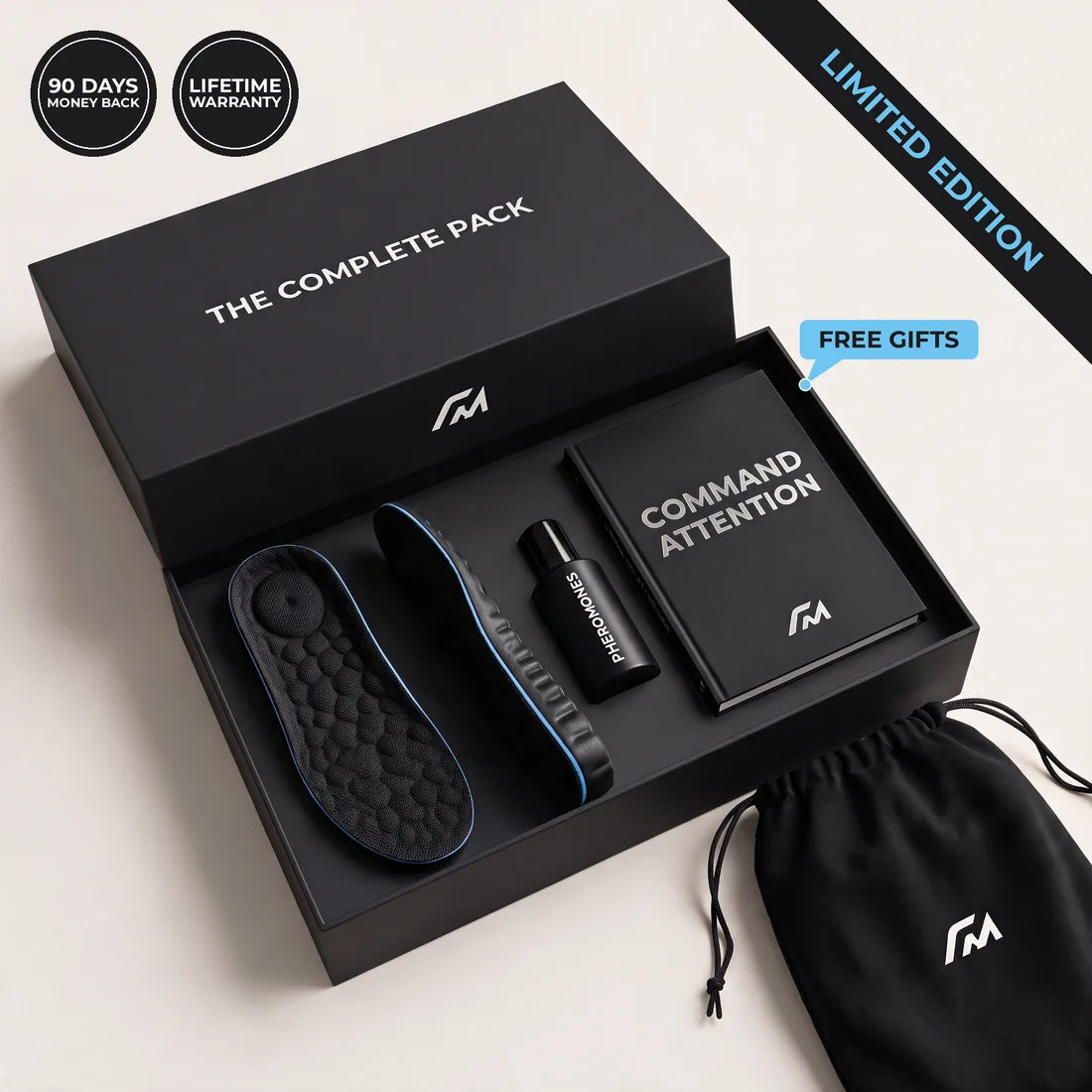 ExtraCM Soft Pro pack — insoles, AuraPod S, travel bag and Command Attention e-book