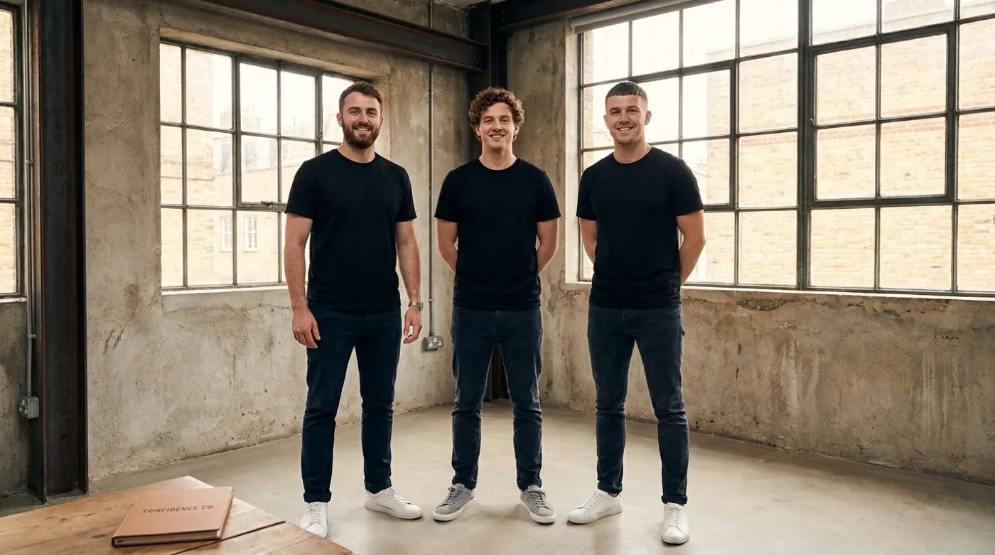 I tre fondatori di ExtraCM — Jamie, Tom e Nick a Londra
